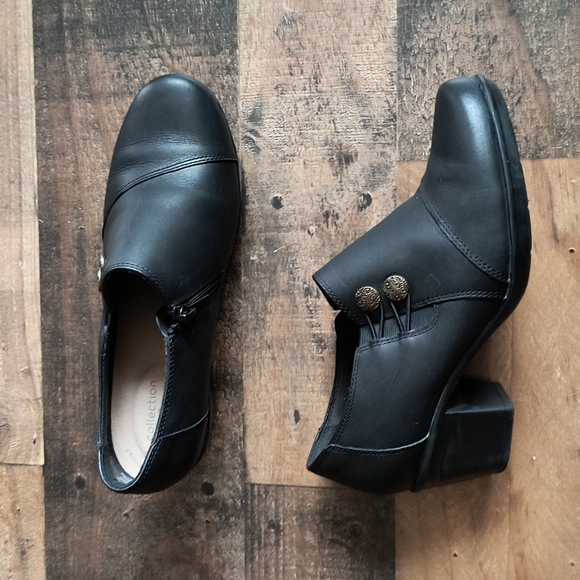 Clarks Ultimate Comfort Black Leather Zip Booties Sz 6 Women 36 EU - Picture 1 of 16